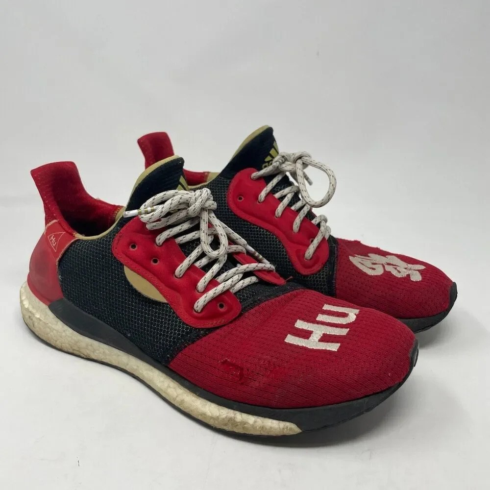 Pharrell x adidas Solar Hu Glide Chinese Newโ Year Sneakers Red Black Size 10.5